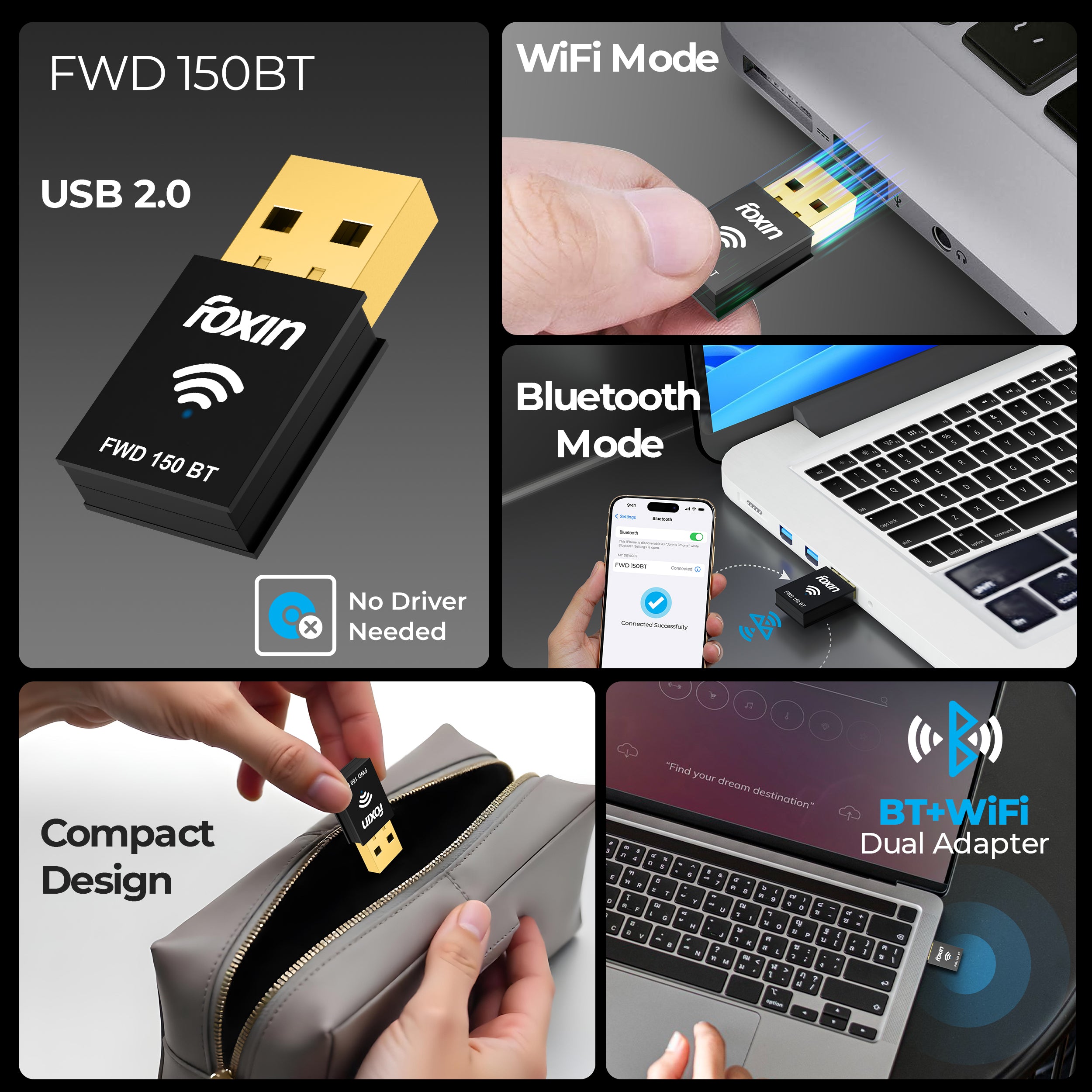 FWD 150 Mbps - Wifi+Bluetooth Adapter