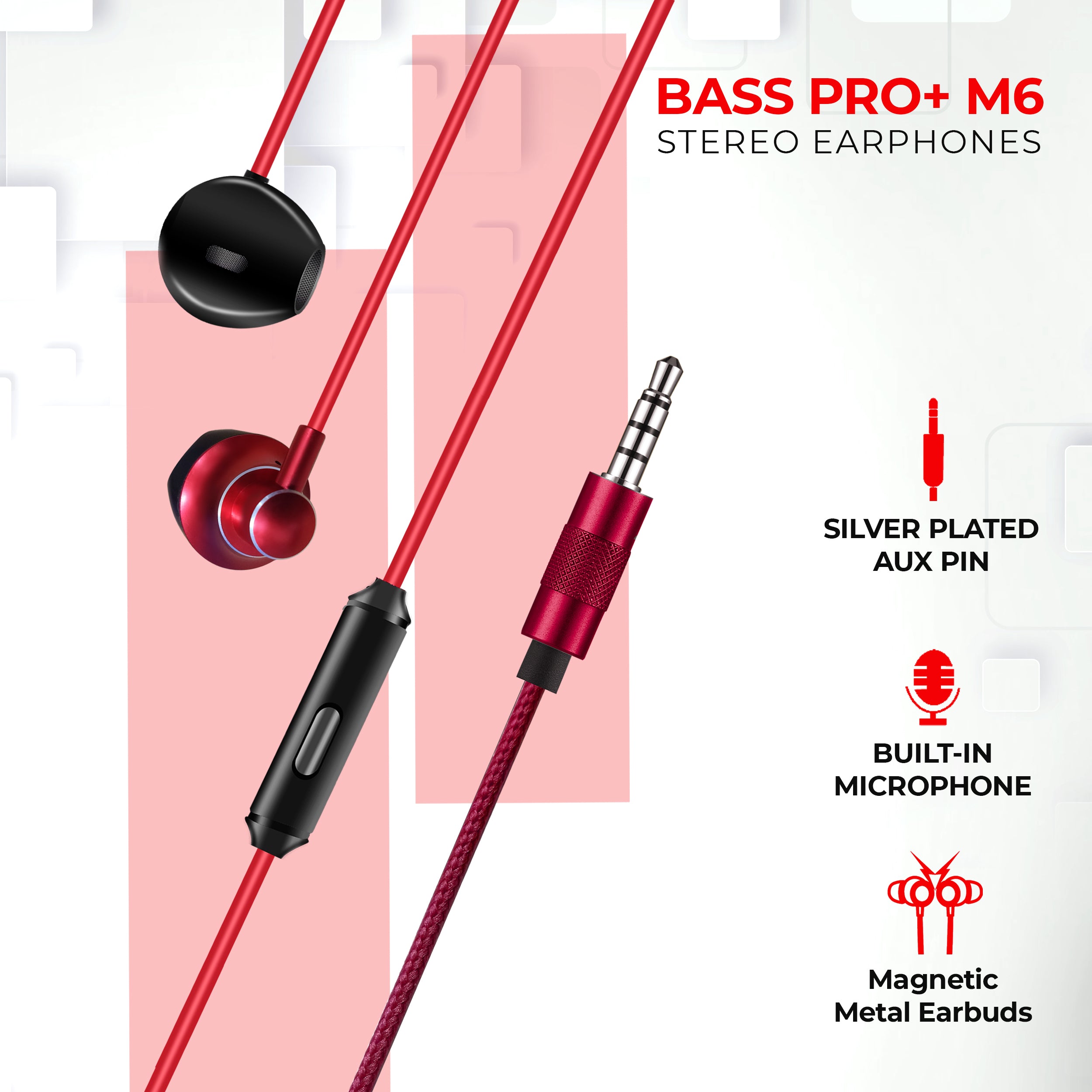 Foxin Bass Pro M6 Metal Wired Earphone