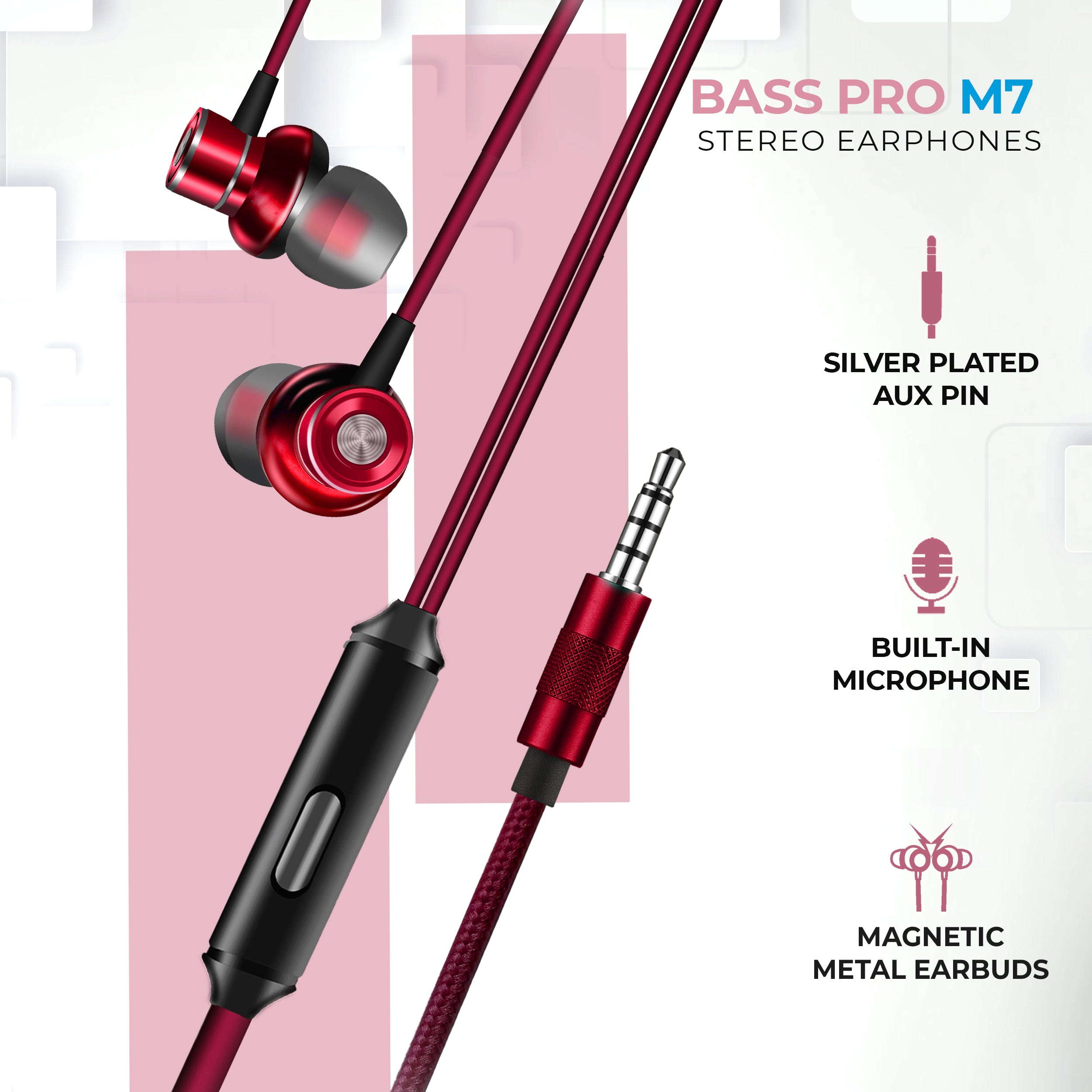 Foxin Bass Pro M7 Metal Wired Earphone